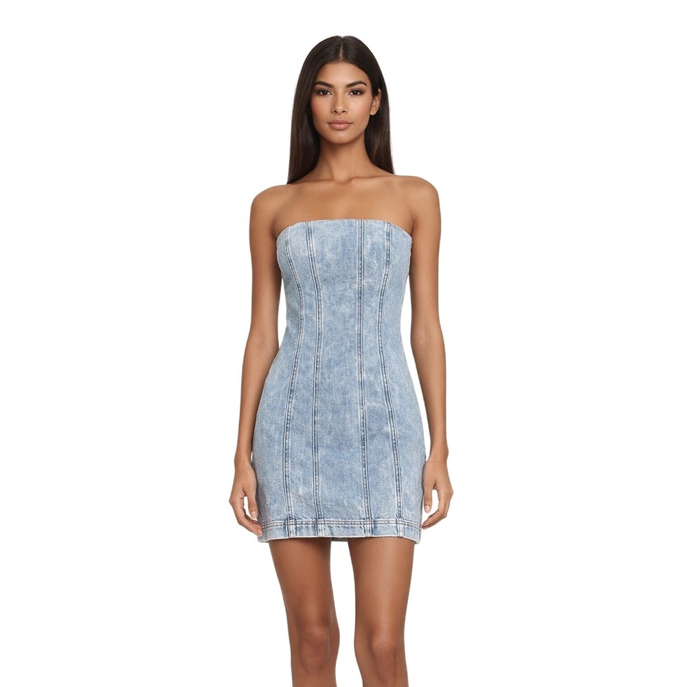 Alice + Olivia‎ Palmer Strapless Denim Mini Dress NWT Size 0